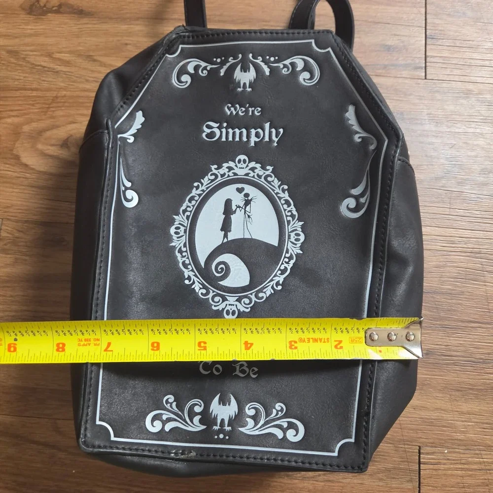 Nightmare Before Christmas Jack Sally Coffin Backpack Faux Leather Black Goth